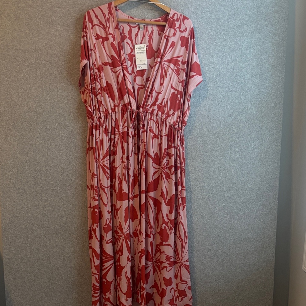 Nordstrom Pink Zephyr Golden Bloom Floral Cover-Up size Large